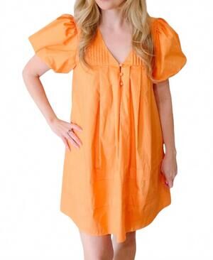 NEW DAY + MOON pin tuck mini dress in orange